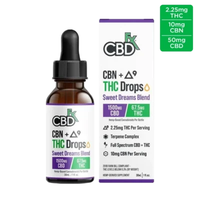 CBDfx CBD + CBN + Delta 9 THC Oil Drops – 1500mg