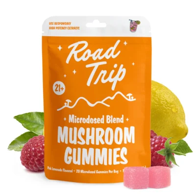 Erth Wellness Road Trip Microdosed Blend Mushrooms Gummies – Orange and Pink Lemonade